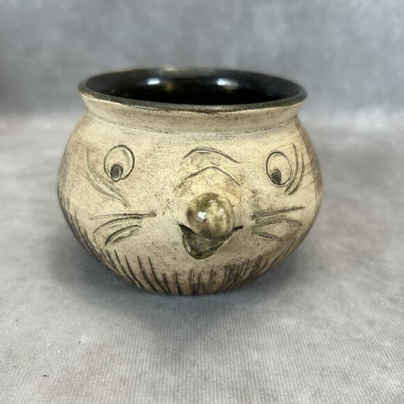 German Studio Signed Pottery by Petra Wessel Whimsical Planter Fairy Garden 3 in - Picture 1 of 9